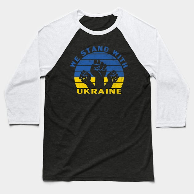 We Stand With Ukraine, Ukraine Power (Wash Design) Baseball T-Shirt by Global Creation